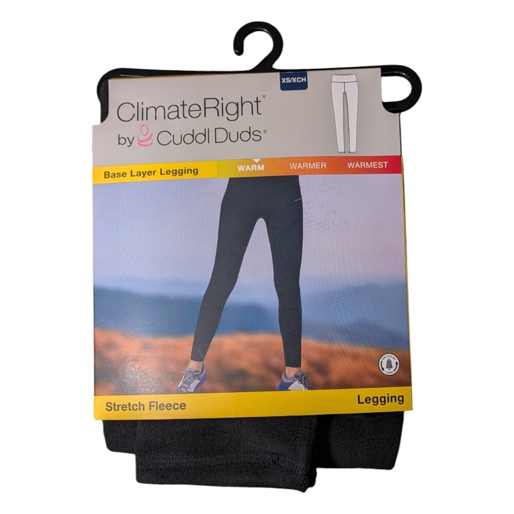 Cuddl Duds Base Layer Warm Stretch Fleece Black Leggings Size XS NWT